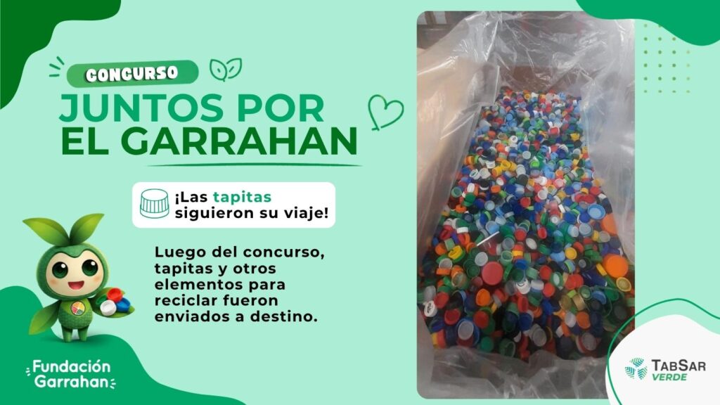Las tapitas y materiales reciclables recolectados por TabSar Verde llegaron a Fundación Garrahan